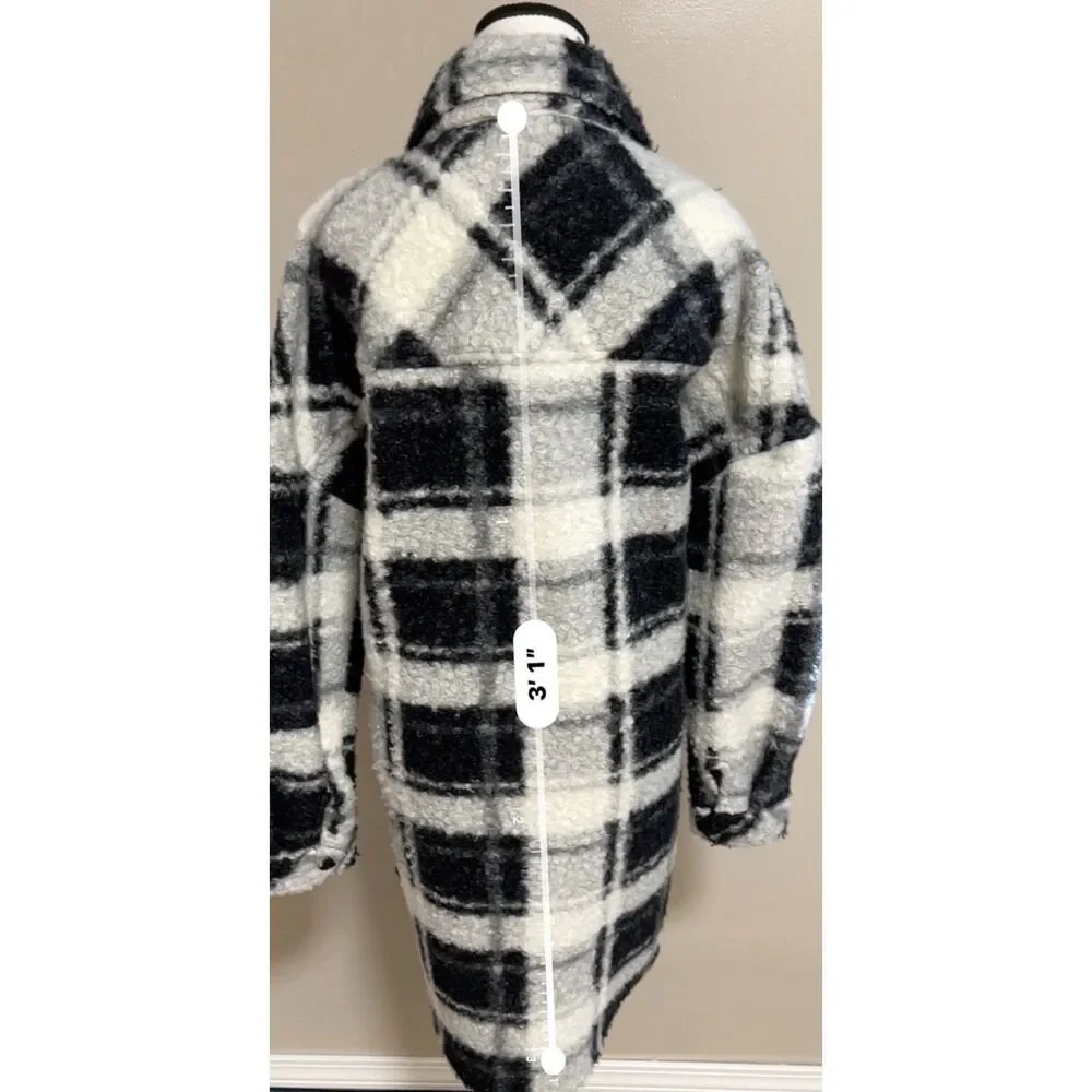 RD Style Black and White Checked Boucle Shacket. Size M.